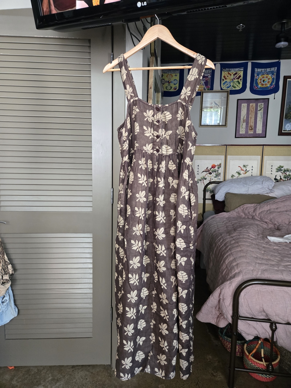 Sleeveless Floral Maxi Dress in Brown and Cream Ace&jig
